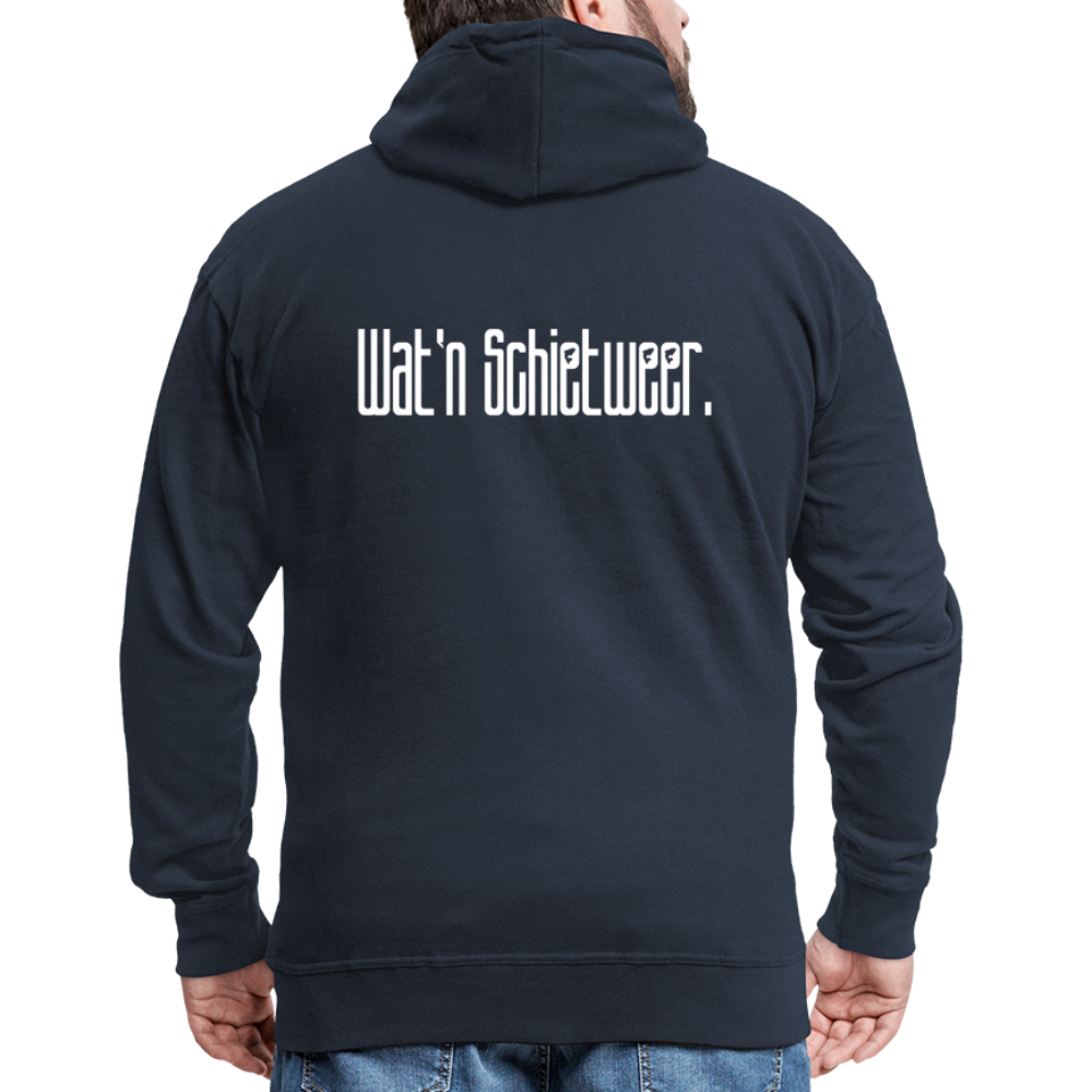 Männer Premium Kapuzenjacke - wat'n Schietweer (weiss) - Navy
