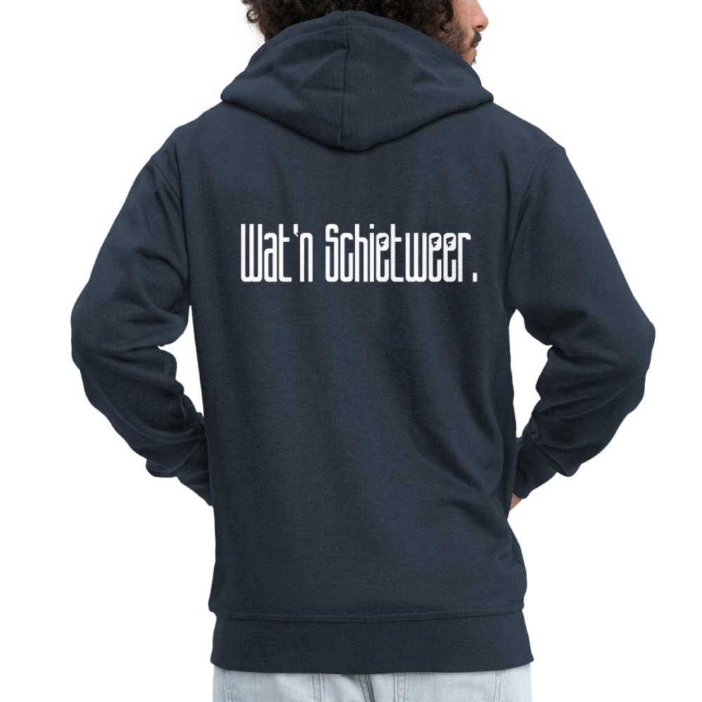 Männer Premium Kapuzenjacke - wat'n Schietweer (weiss) - Navy
