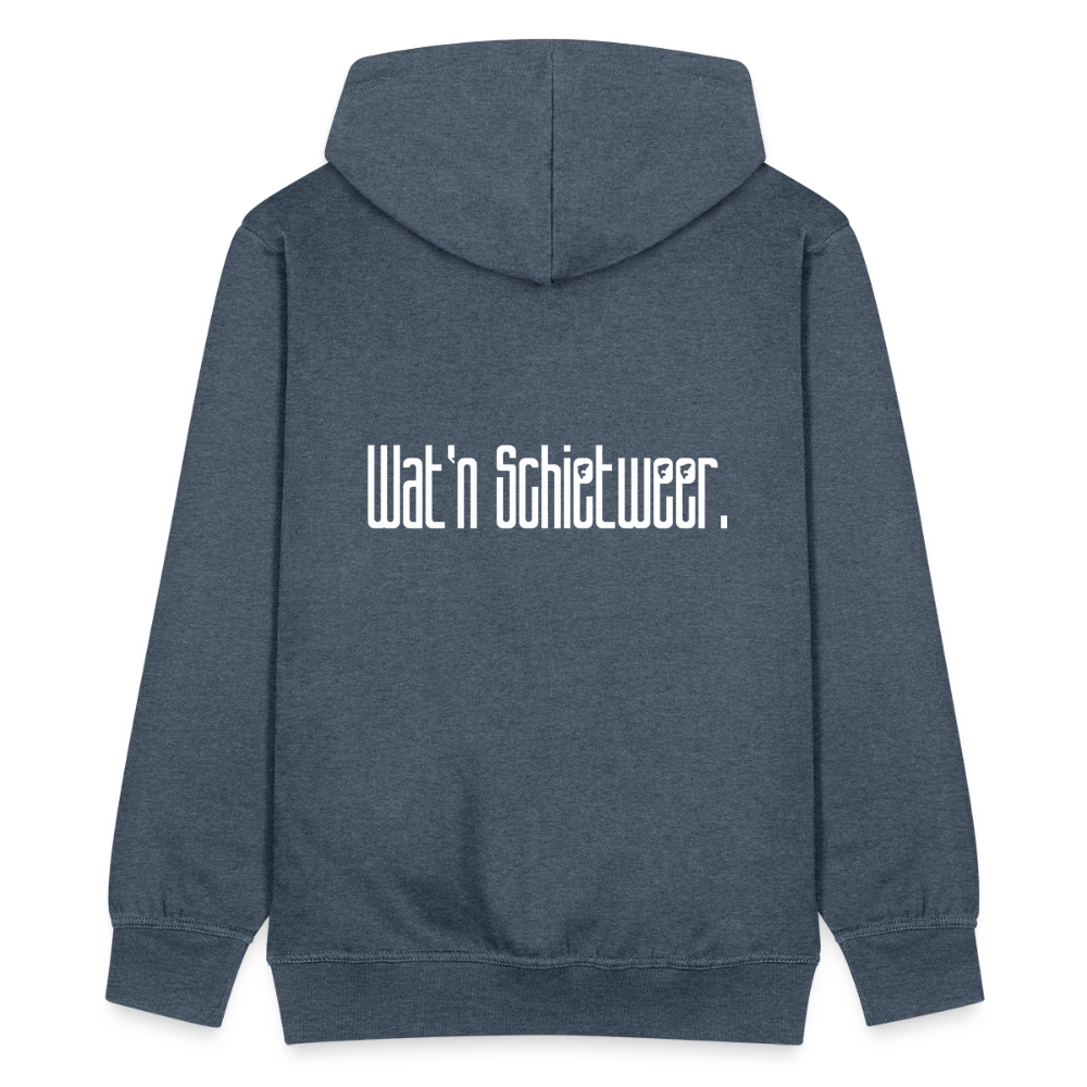Männer Premium Kapuzenjacke - wat'n Schietweer (weiss) - Jeansblau