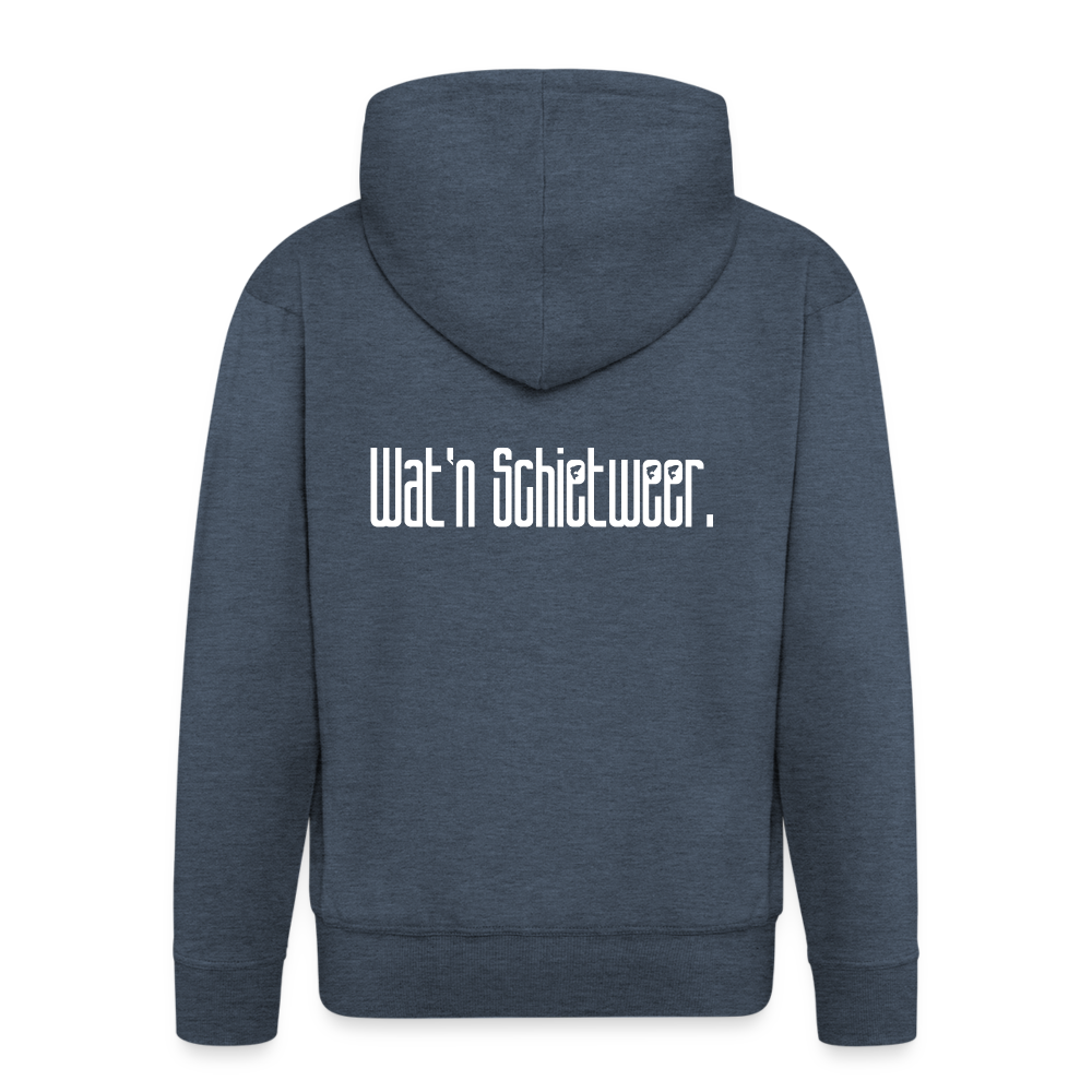 Männer Premium Kapuzenjacke - wat'n Schietweer (weiss) - Jeansblau