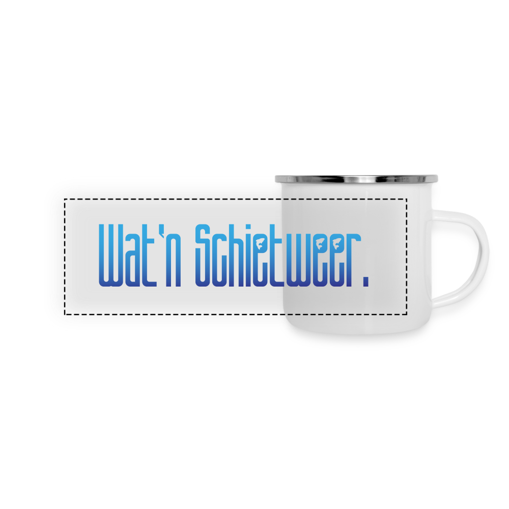 Panorama Emaille-Tasse - wat'n Schietweer - weiß