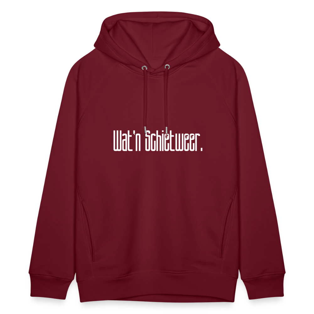 Unisex Bio-Hoodie - wat'n Schietweer (weiss) - Burgunderrot