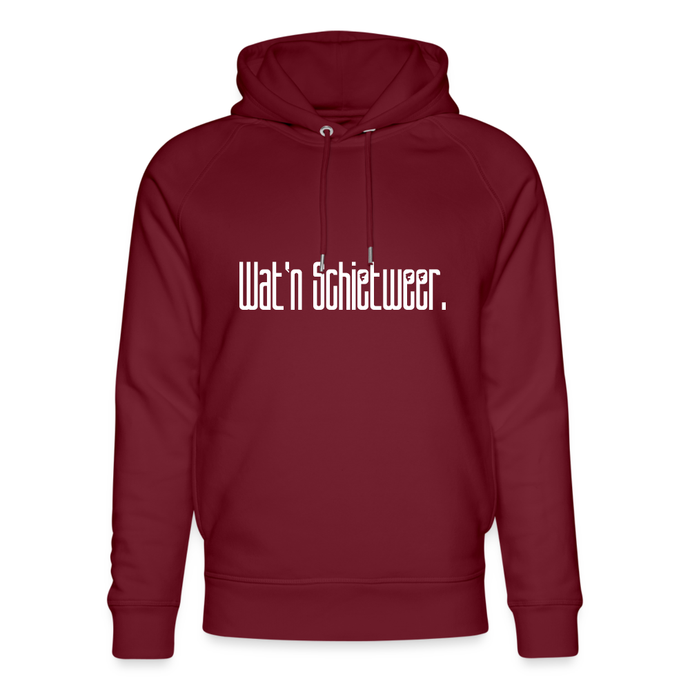 Unisex Bio-Hoodie - wat'n Schietweer (weiss) - Burgunderrot