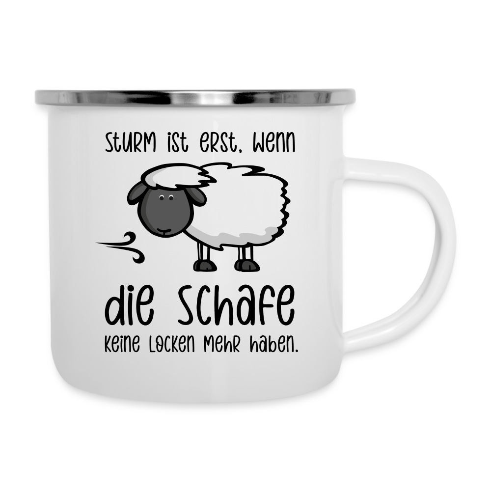 Emaille-Tasse - Schaf - weiß