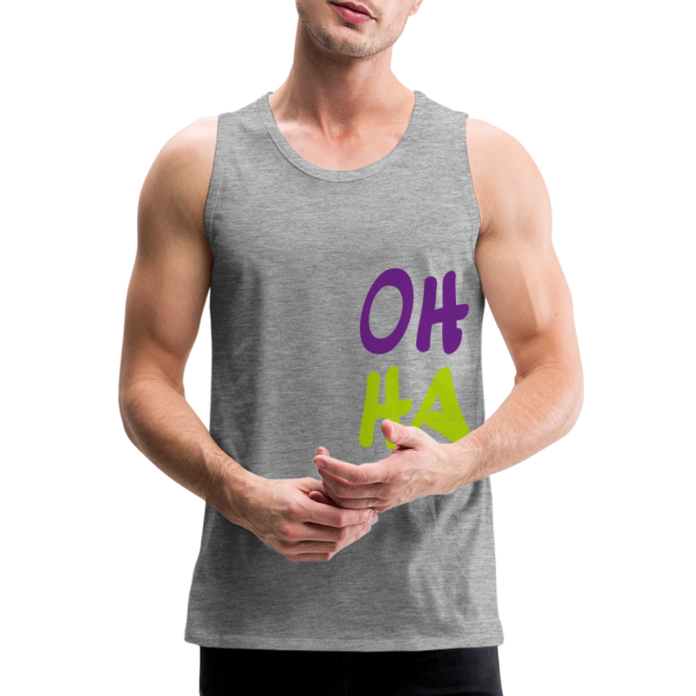 Männer Premium Tank Top - Oh ha - Grau meliert