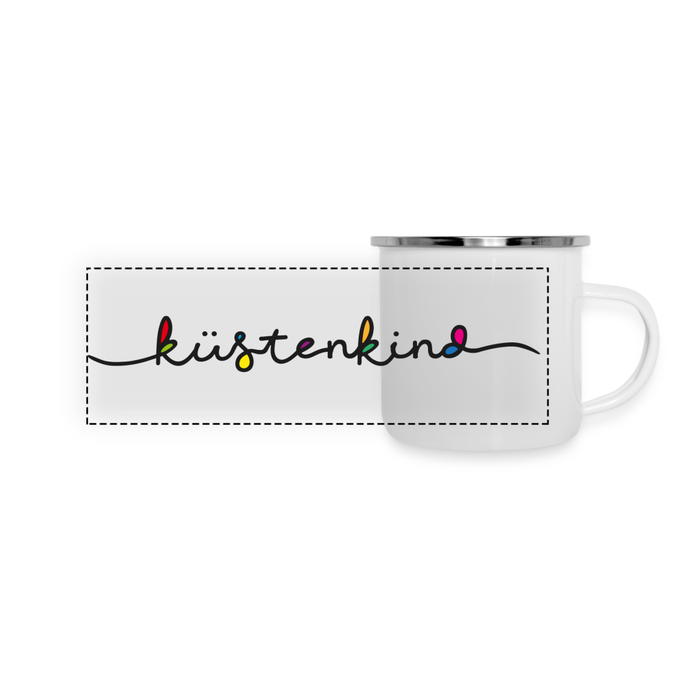 Panorama Emaille-Tasse - Küstenkind - Weiß
