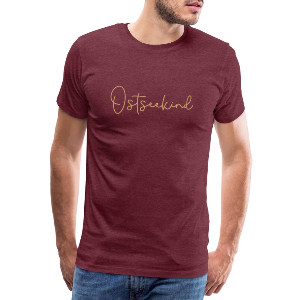 Männer Premium T-Shirt - Ostseekind - Bordeauxrot meliert