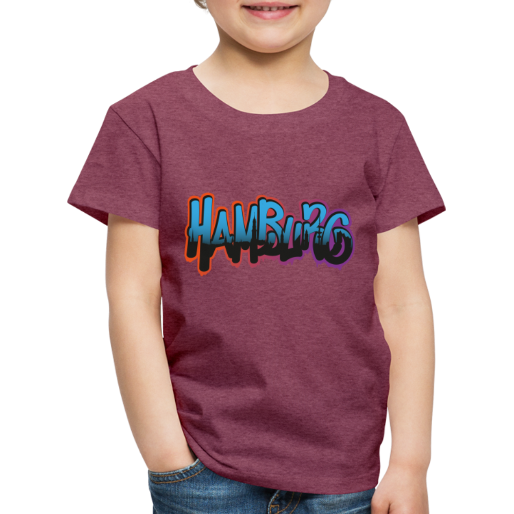 Kinder Premium T-Shirt - Hamburg - Bordeauxrot meliert