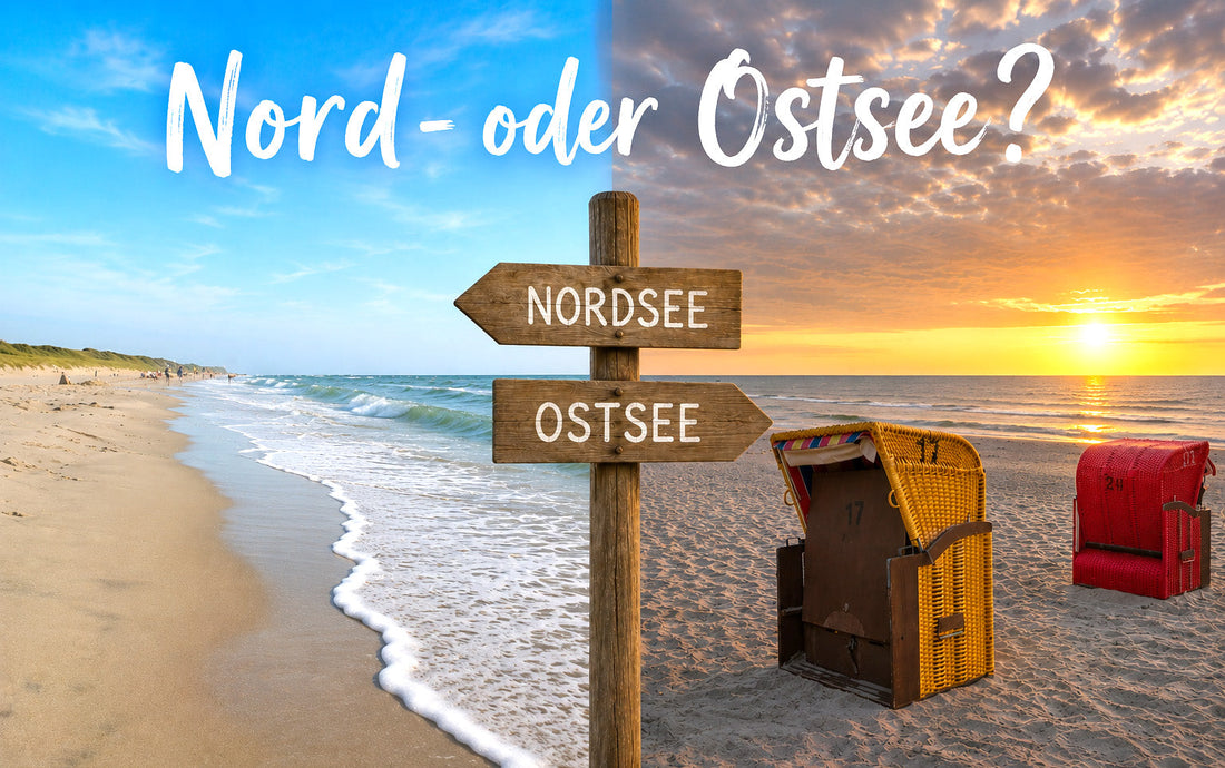 Nord- oder Ostsee Bild mit Strandkorb und Meer