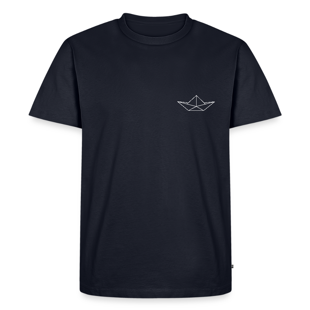 Herren Premium Bio T-Shirt - Origami Boot (weiss) - Navy