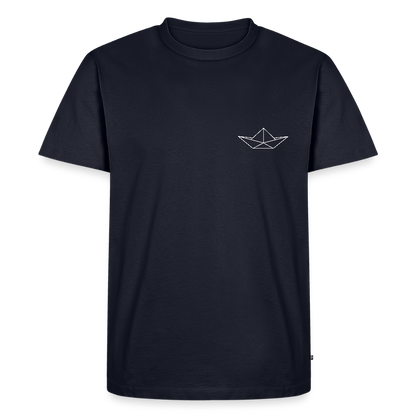 Herren Premium Bio T-Shirt - Origami Boot (weiss) - Navy