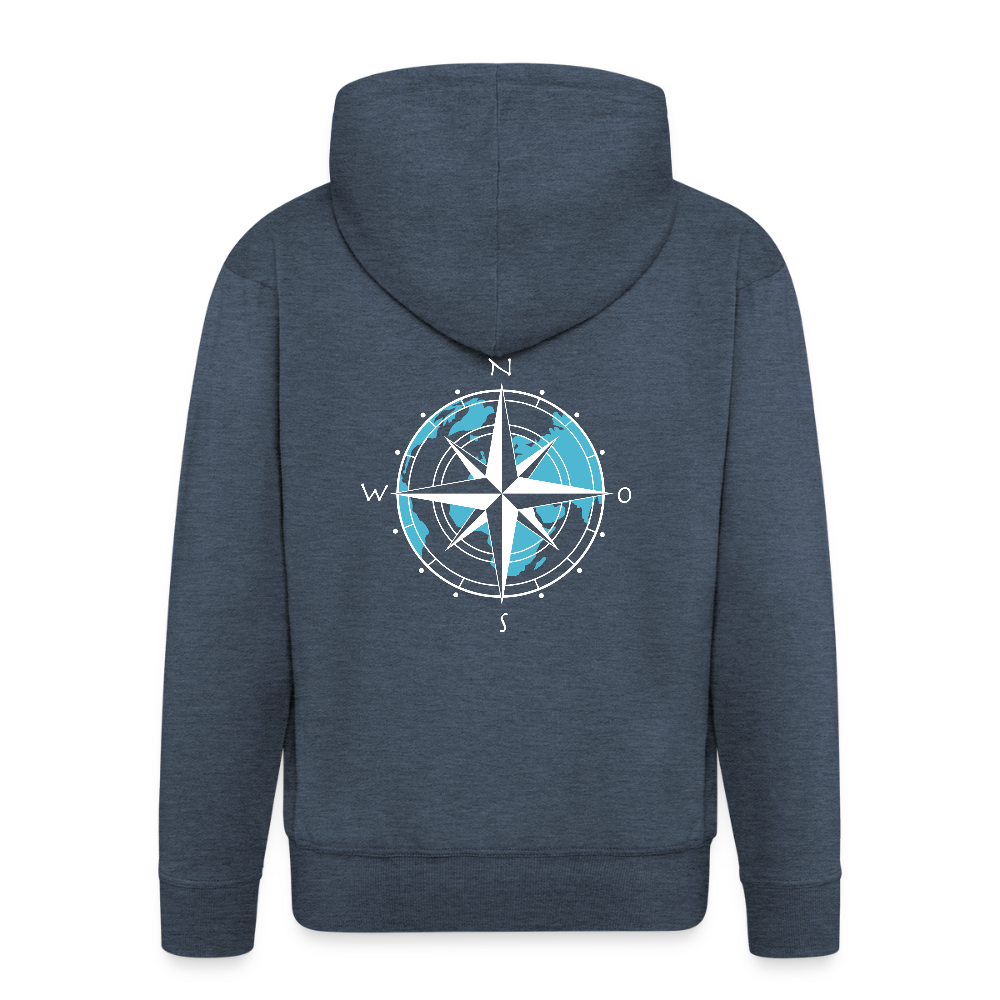 Herren Premium Kapuzenjacke - Kompass (weiss) - Jeansblau