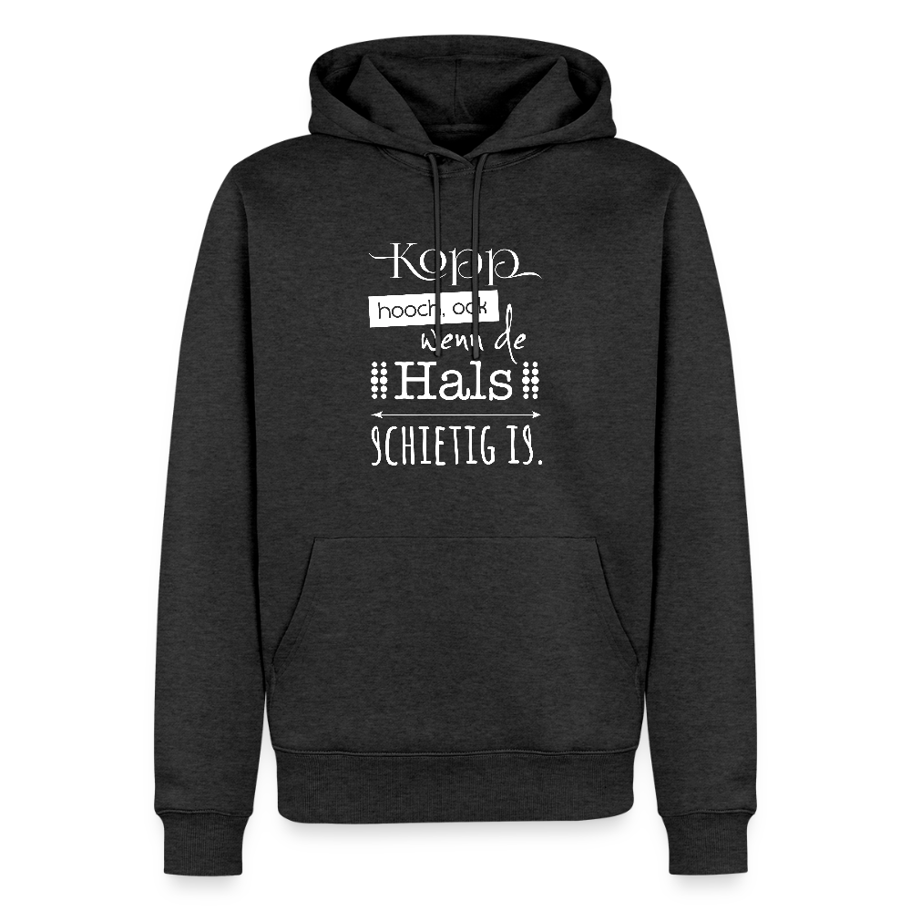 Herren Premium Hoodie - Kopp hooch (weiss) - Anthrazit meliert