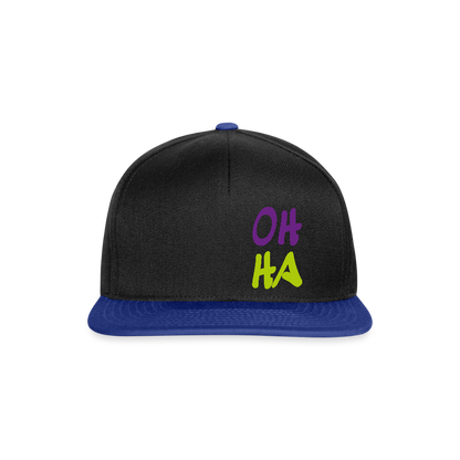 Snapback Cap - Oh ha - Schwarz/Königsblau