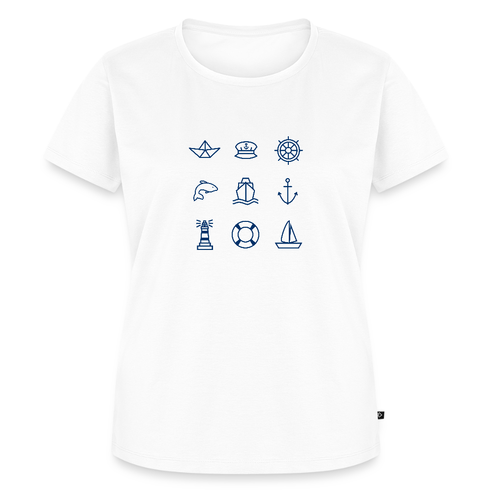 Damen Premium Bio T-Shirt - Nautik Doodles - Weiß