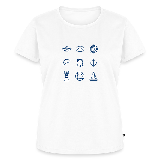 Damen Premium Bio T-Shirt - Nautik Doodles - Weiß