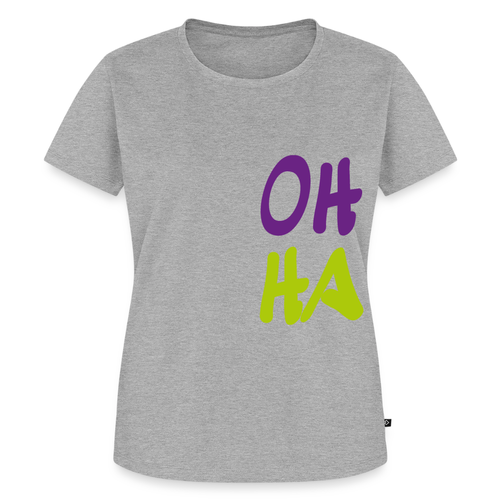 Damen Premium Bio T-Shirt - Oh ha - Grau meliert