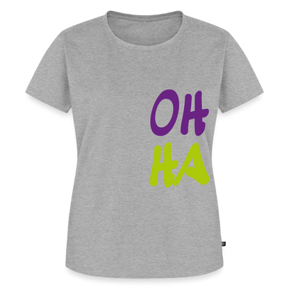 Damen Premium Bio T-Shirt - Oh ha - Grau meliert