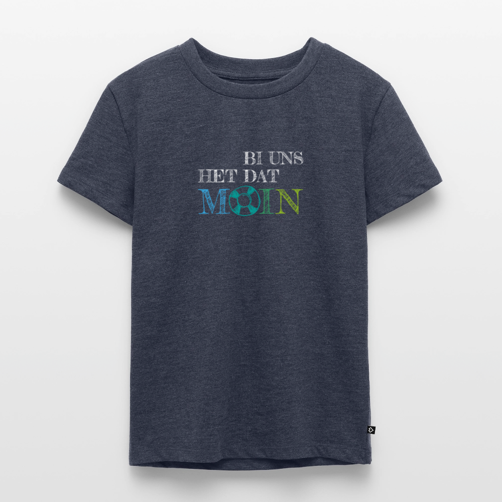 Kinder Premium T-Shirt - Bi uns het dat Moin (weiss) - Jeansblau 