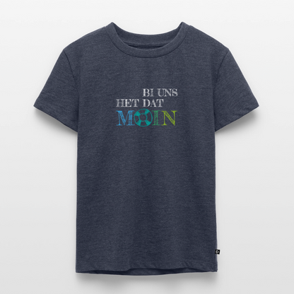 Kinder Premium T-Shirt - Bi uns het dat Moin (weiss) - Jeansblau 