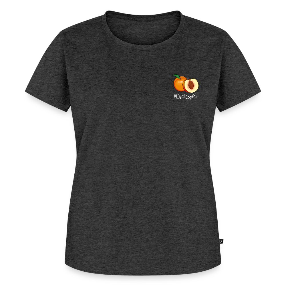 Damen Premium Bio T-Shirt - Plüschappel (weiß) - Anthrazit meliert