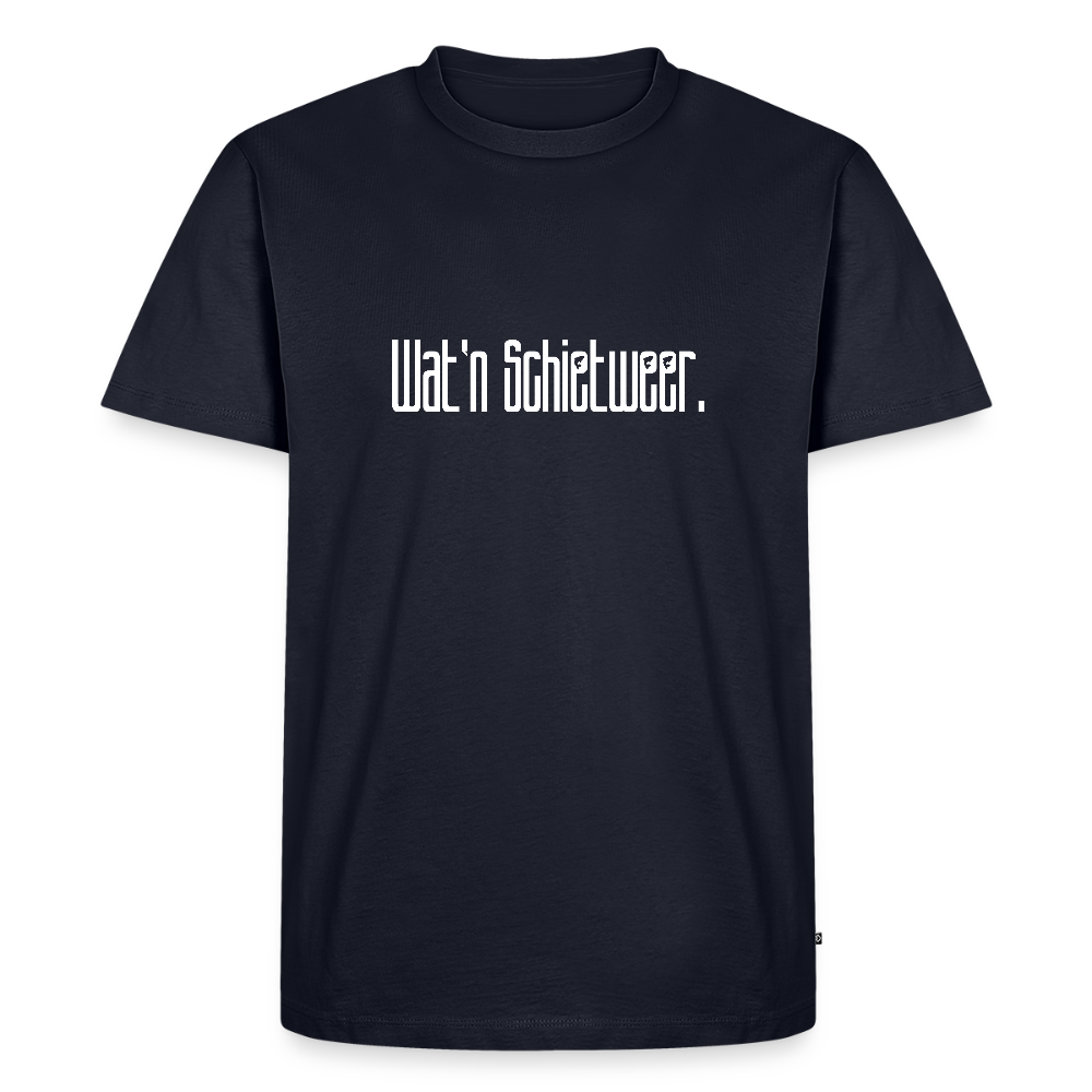 Herren Premium Bio T-Shirt - wat'n Schietweer (weiss) - Navy