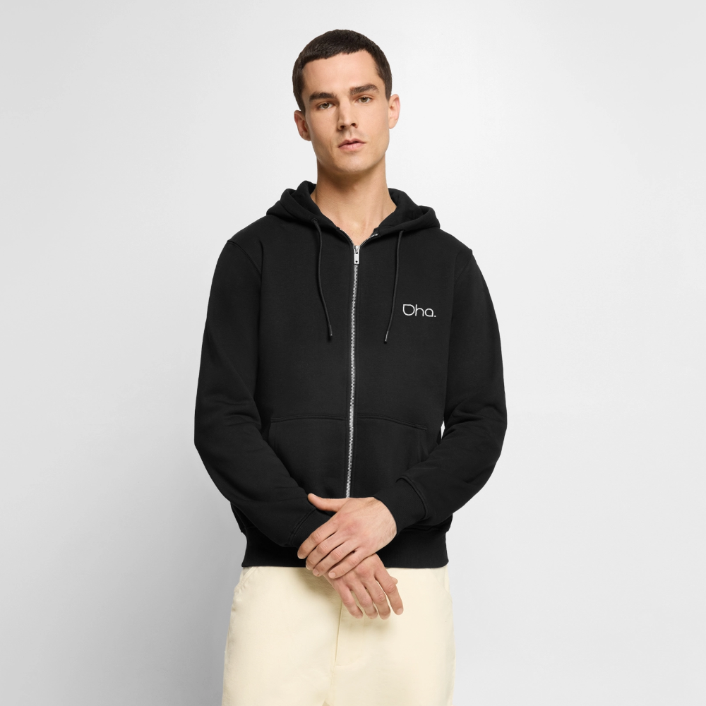 Oha (weiß) - Herren Premium Kapuzenjacke - Schwarz