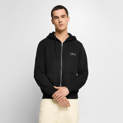 Oha (weiß) - Herren Premium Kapuzenjacke - Schwarz