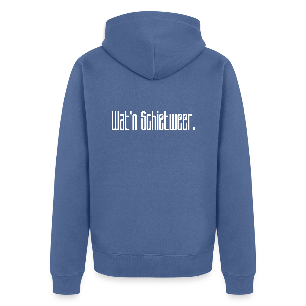 Herren Premium Kapuzenjacke - wat'n Schietweer (weiss) - Taubenblau