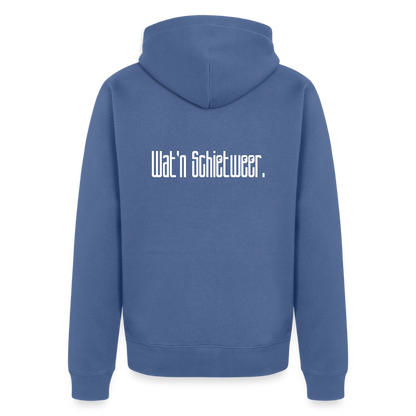 Herren Premium Kapuzenjacke - wat'n Schietweer (weiss) - Taubenblau