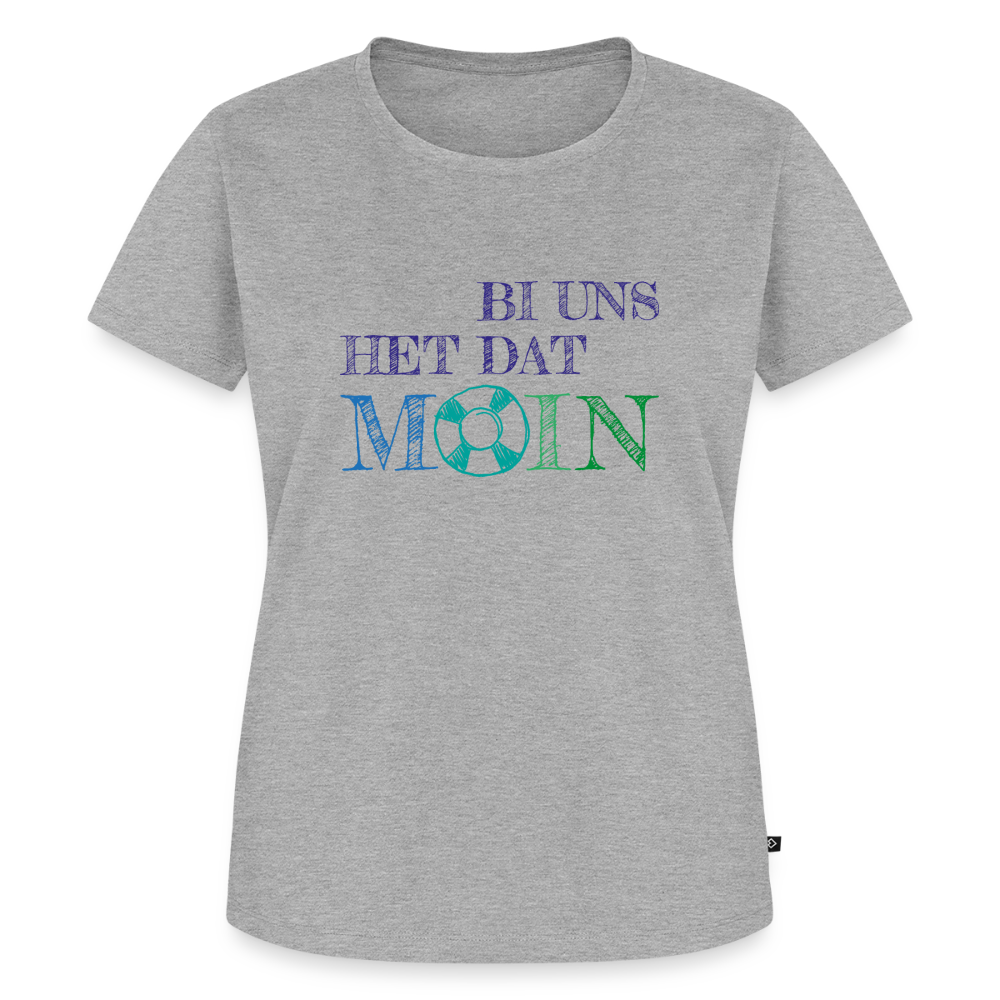 Damen Premium Bio T-Shirt - Bi uns het dat Moin - Grau meliert