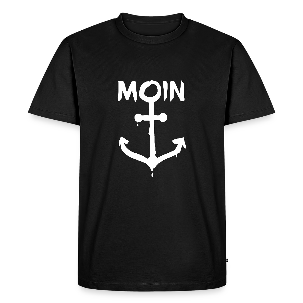 Herren Premium Bio T-Shirt - Moin Anker (weiss) - Schwarz