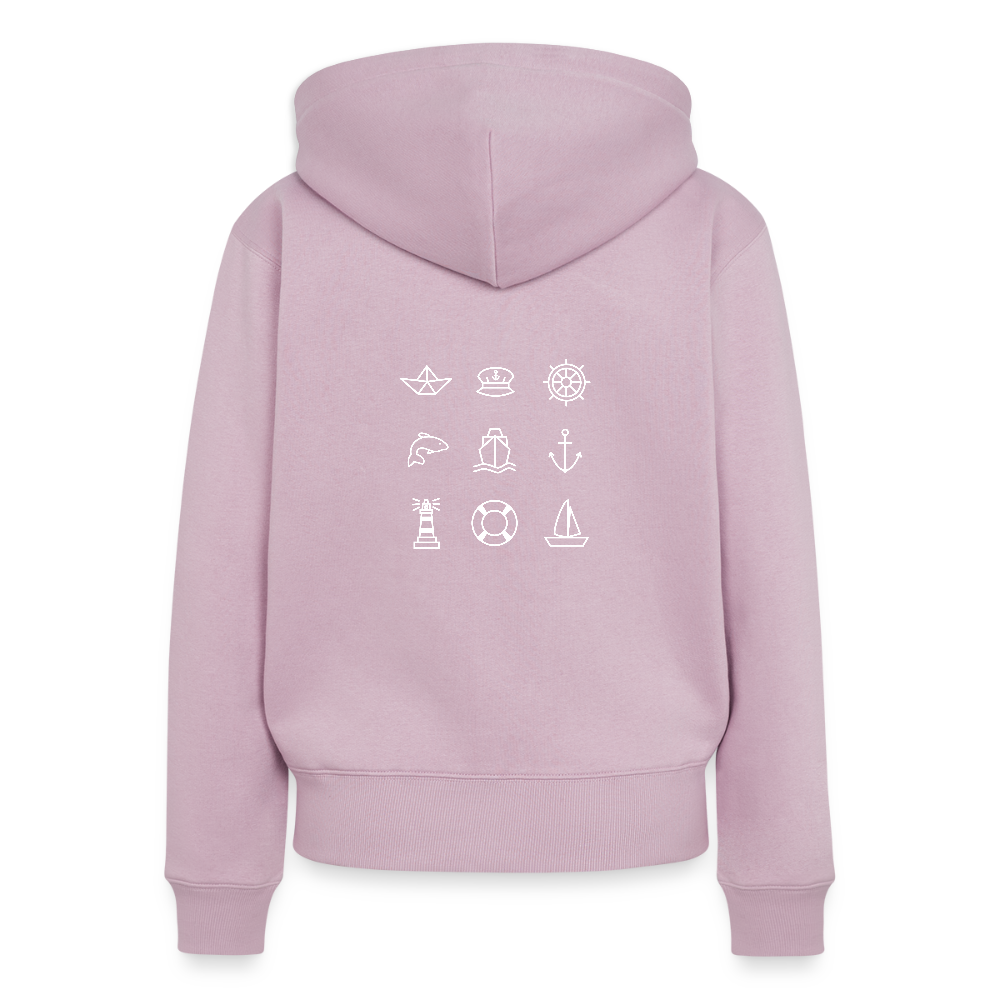 Damen Premium Kapuzenjacke - Nautik Doodles (weiss) - Altrosa
