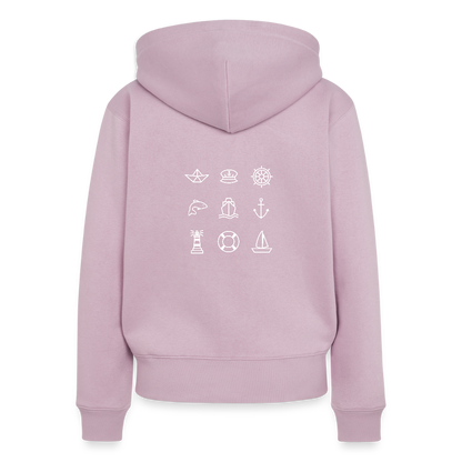 Damen Premium Kapuzenjacke - Nautik Doodles (weiss) - Altrosa