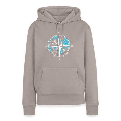 Damen Premium Hoodie - Kompass (weiss) - Taupe