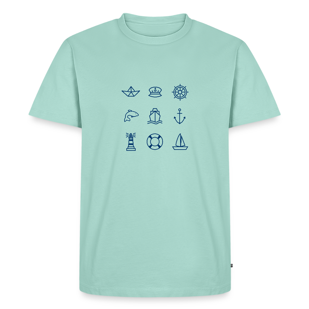 Herren Premium Bio T-Shirt - Nautik Doodles - Mint 
