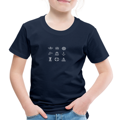 Kinder Premium T-Shirt - Nautik Doodles (weiss) - Navy