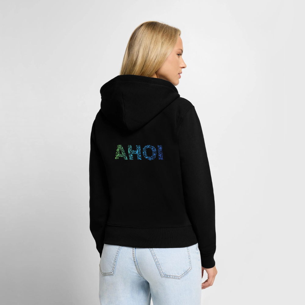 Damen Premium Kapuzenjacke - Ahoi doodles - Schwarz