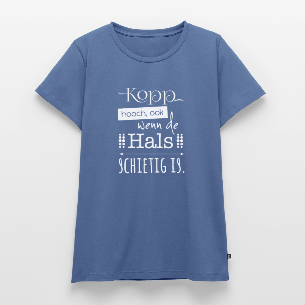 Damen Premium Bio T-Shirt - Kopp hooch (weiss) - Taubenblau