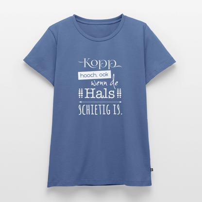 Damen Premium Bio T-Shirt - Kopp hooch (weiss) - Taubenblau