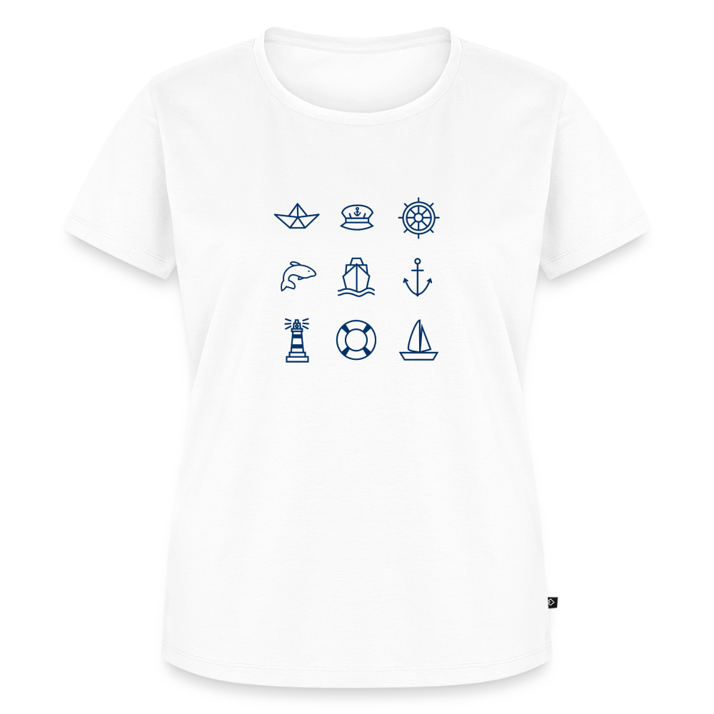 Damen Premium Bio T-Shirt - Nautik Doodles - Weiß
