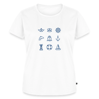 Damen Premium Bio T-Shirt - Nautik Doodles - Weiß
