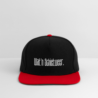 Snapback Cap - wat'n Schietweer (weiss) - Schwarz/Rot