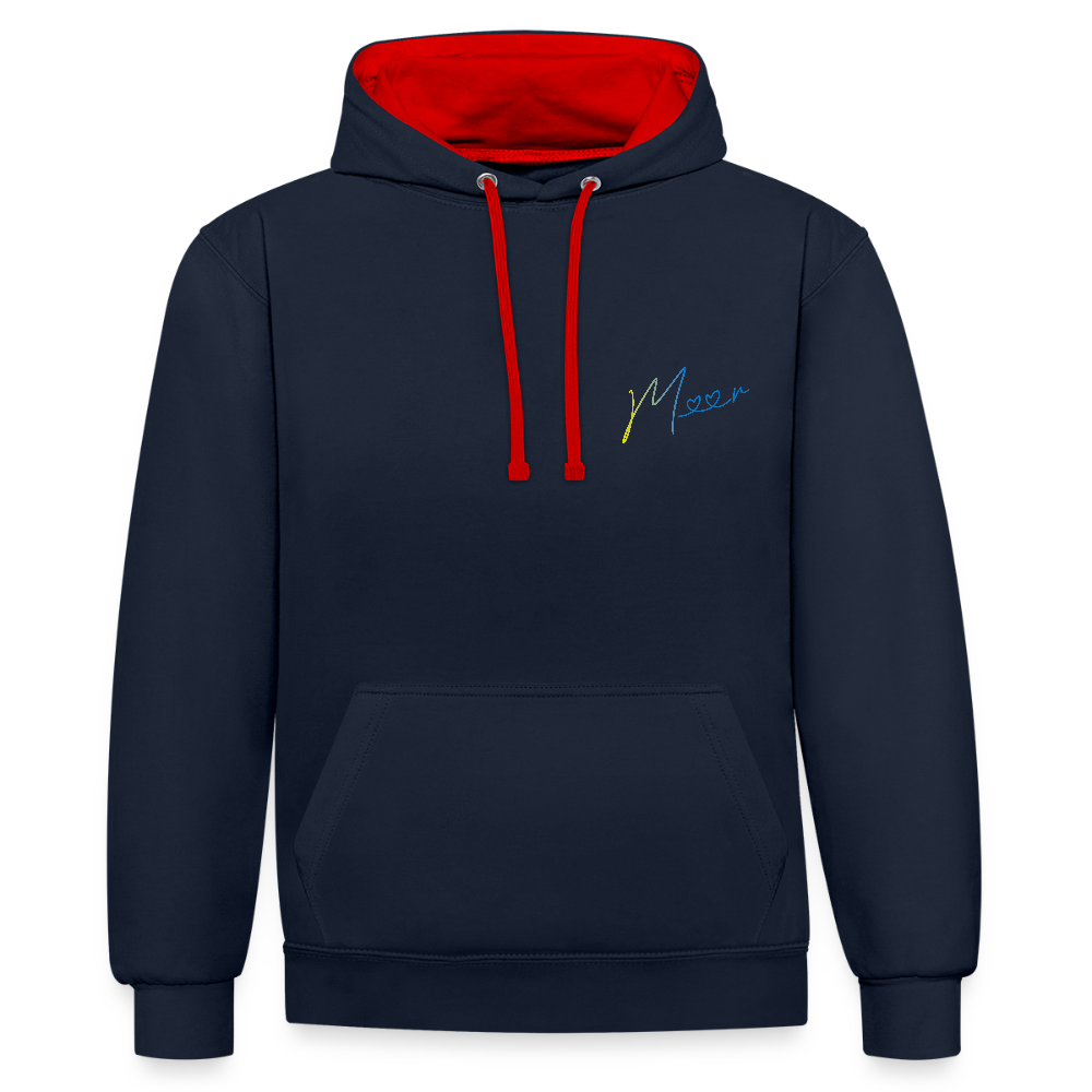 Unisex Kontrast-Hoodie - Meer - Navy/Rot