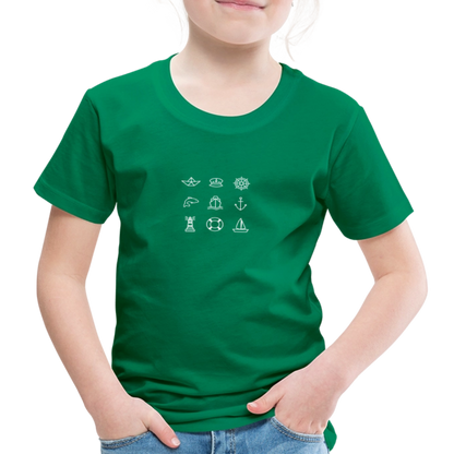 Kinder Premium T-Shirt - Nautik Doodles (weiss) - Kelly Green