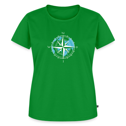 Damen Premium Bio T-Shirt - Kompass (weiss) - Grün