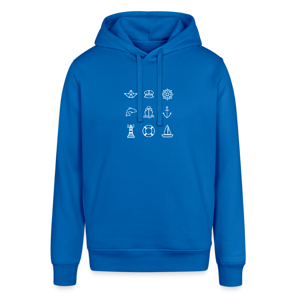 Unisex Bio-Hoodie - Nautik Doodles (weiss) - Königsblau