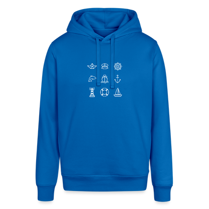 Unisex Bio-Hoodie - Nautik Doodles (weiss) - Königsblau