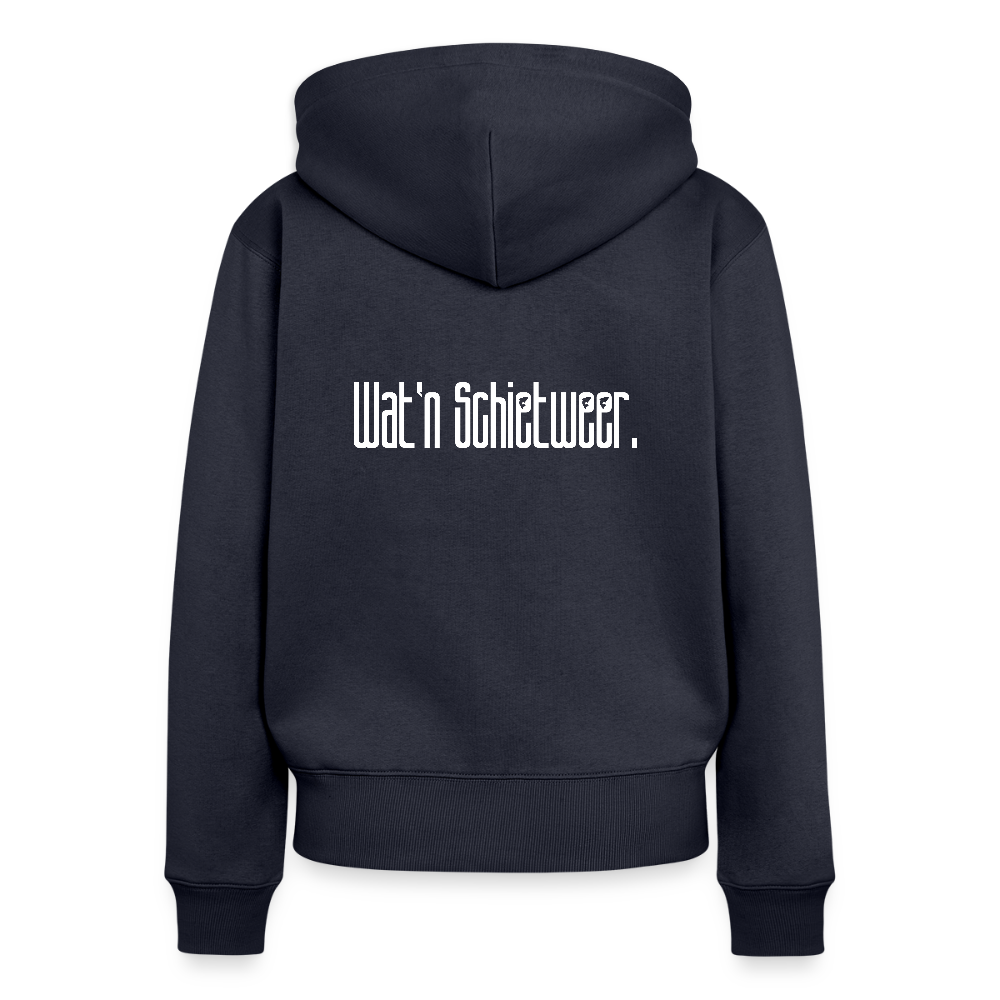Damen Premium Kapuzenjacke - wat'n Schietweer (weiss) - Navy