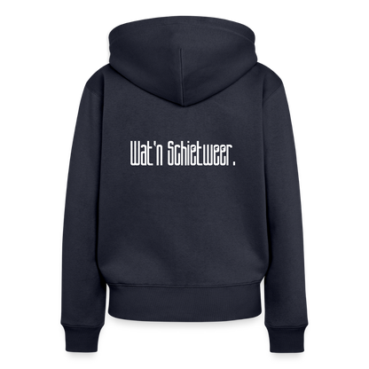Damen Premium Kapuzenjacke - wat'n Schietweer (weiss) - Navy